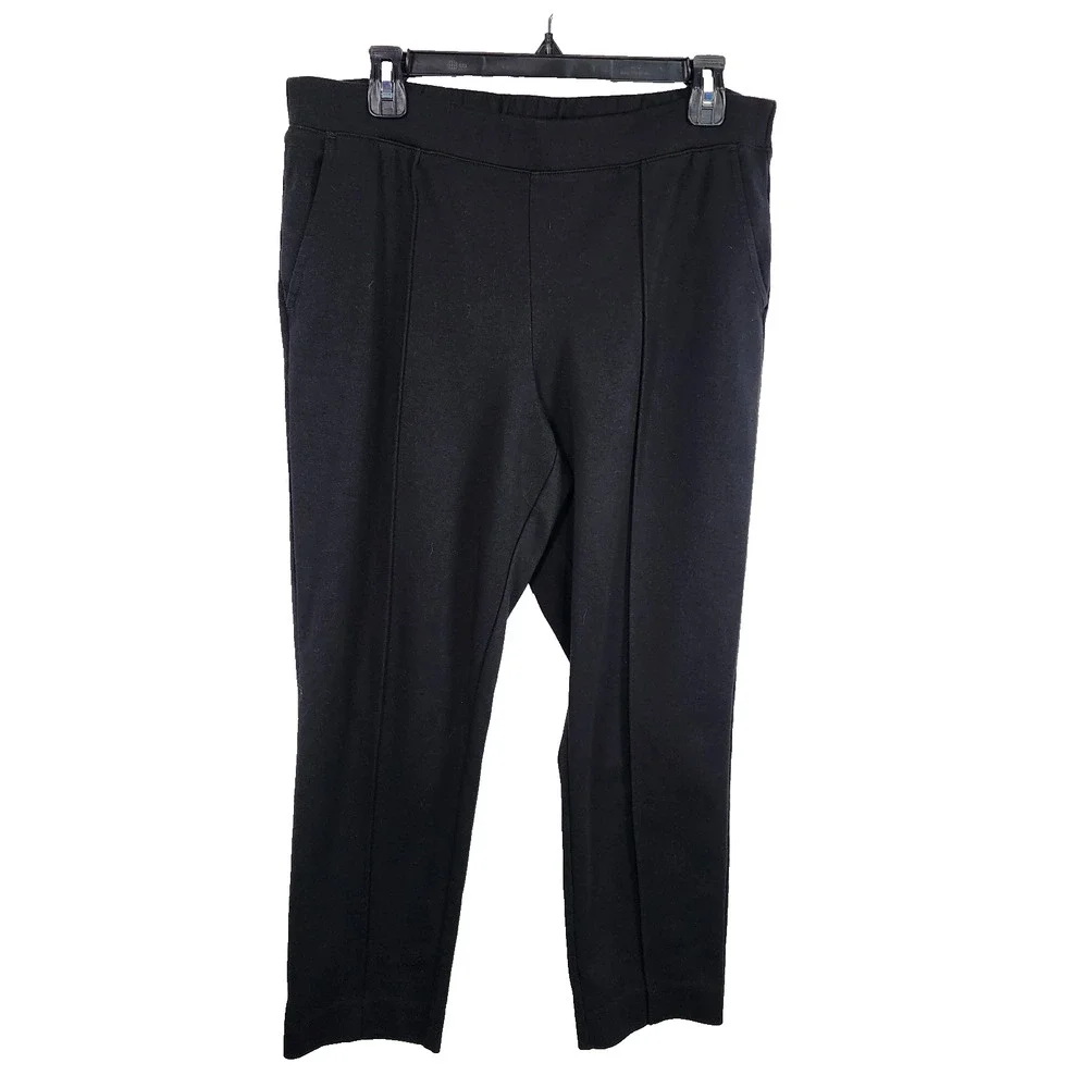 J. Crew Womens Pintuck Sweatpants Black Casual Pants Pull On Size Large Pockets
